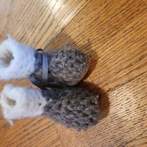 Cozy Gray and White Baby Booties